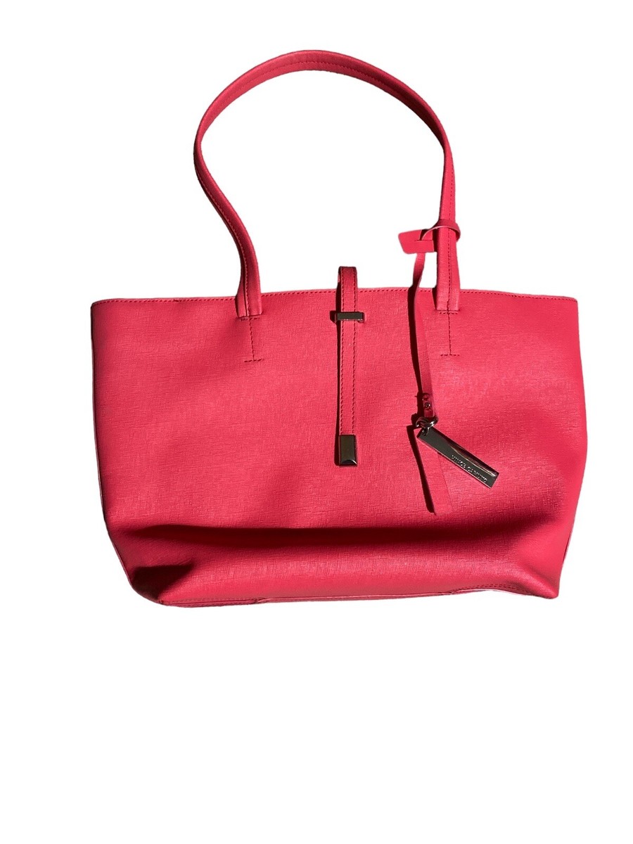 VINCE CAMUTO Saffiano Leather Tote Bag Leila Watermelon/Silver