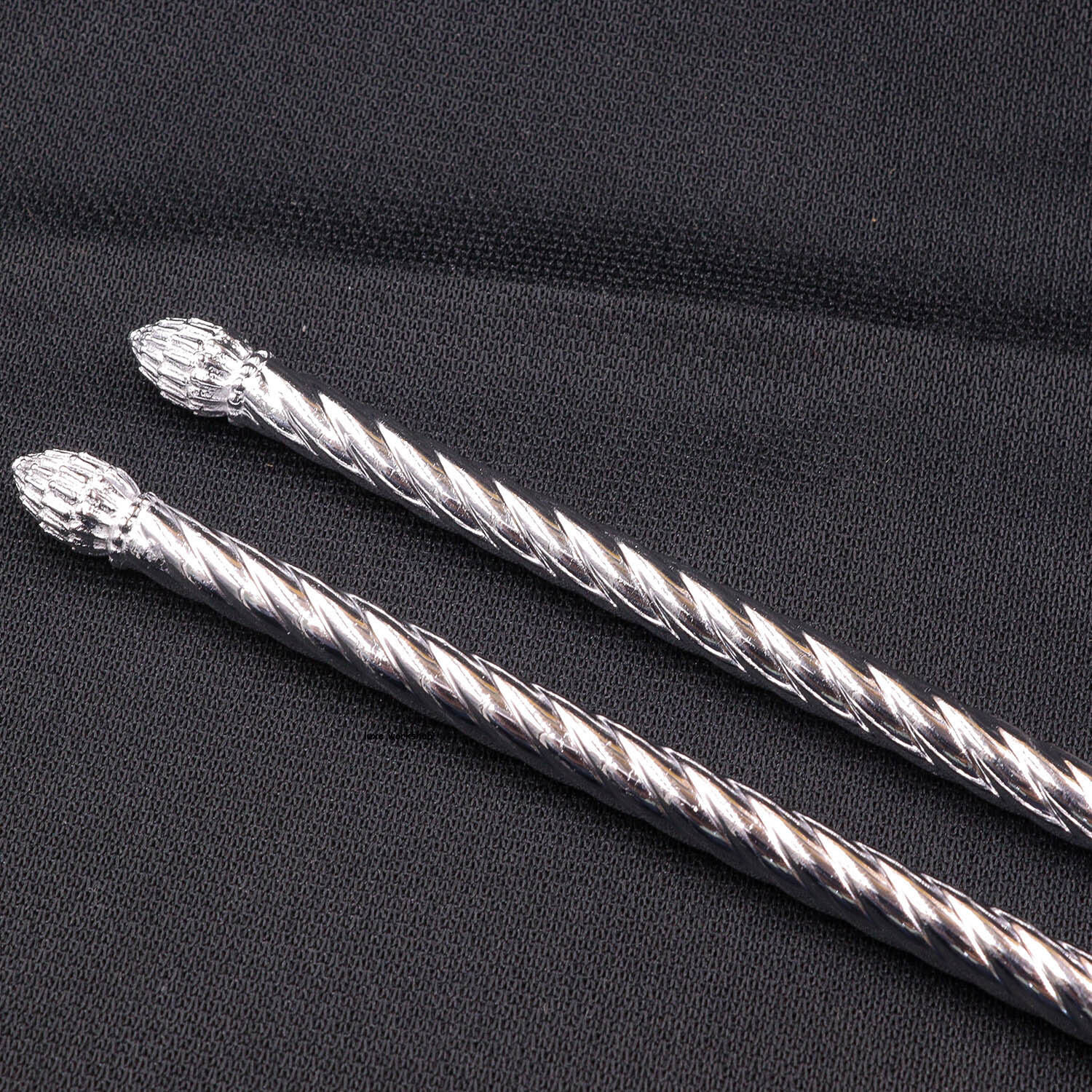 Solid 999 Fine Silver Chopsticks Lotus Flower 福 Round Health Tableware 8.6''L