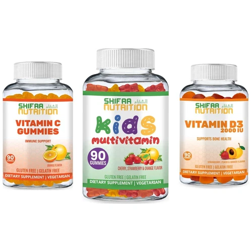 Halal Kids Gummy Vitamins Pack 02- Kids Multivitamins, Vitamin C, D3+DHA 2000 IU