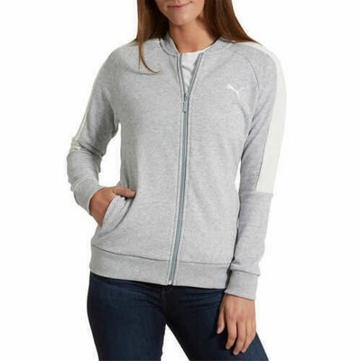 Puma Ladies Full Zip French Terry Track Jacket - Light Grey Heather -Size M