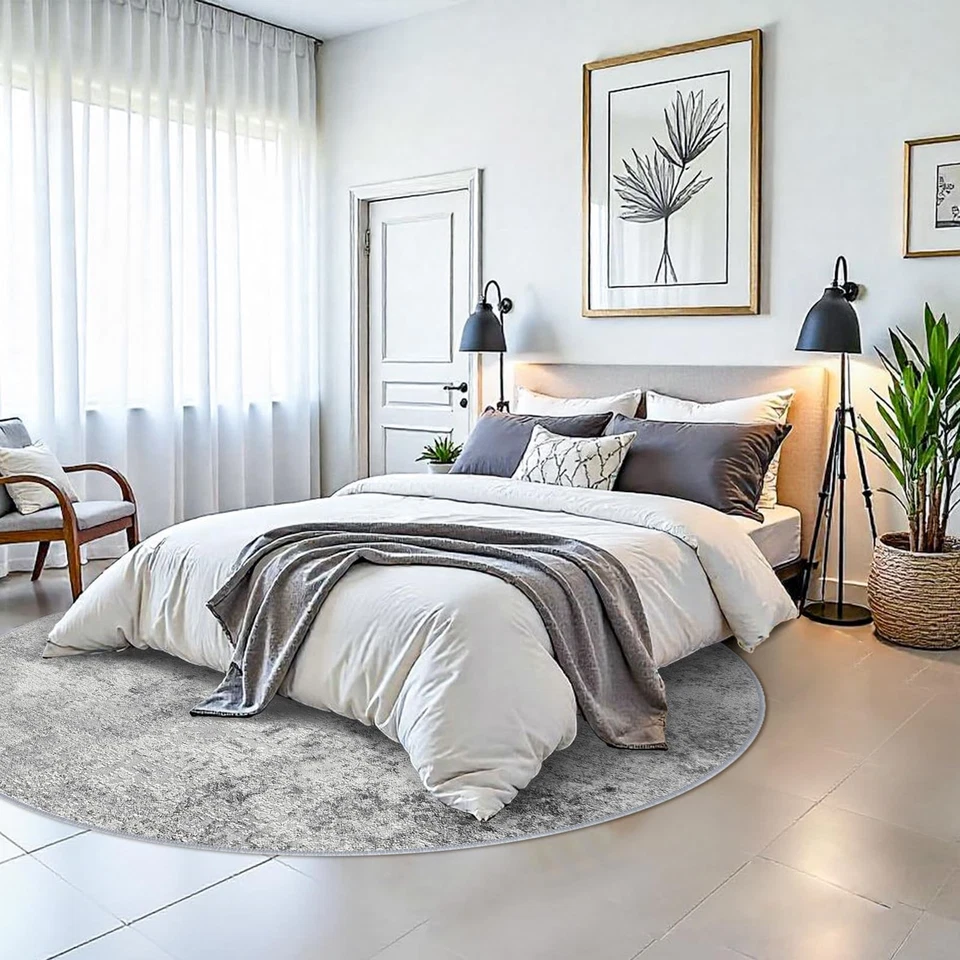 Washable 6ft Round Rug - Abstract Rugs for Living Room Large Area Rugs Modern... - Image 2 of 4