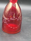 Vintage Set Of 12 Cranberry Glass Cut to Clear Etched Grape Faceted Tumblers — photo 4