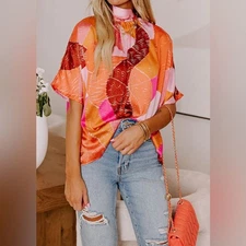 New!! Entro Date Night in Venice Colorful Abstract Patterned Top- S/M
