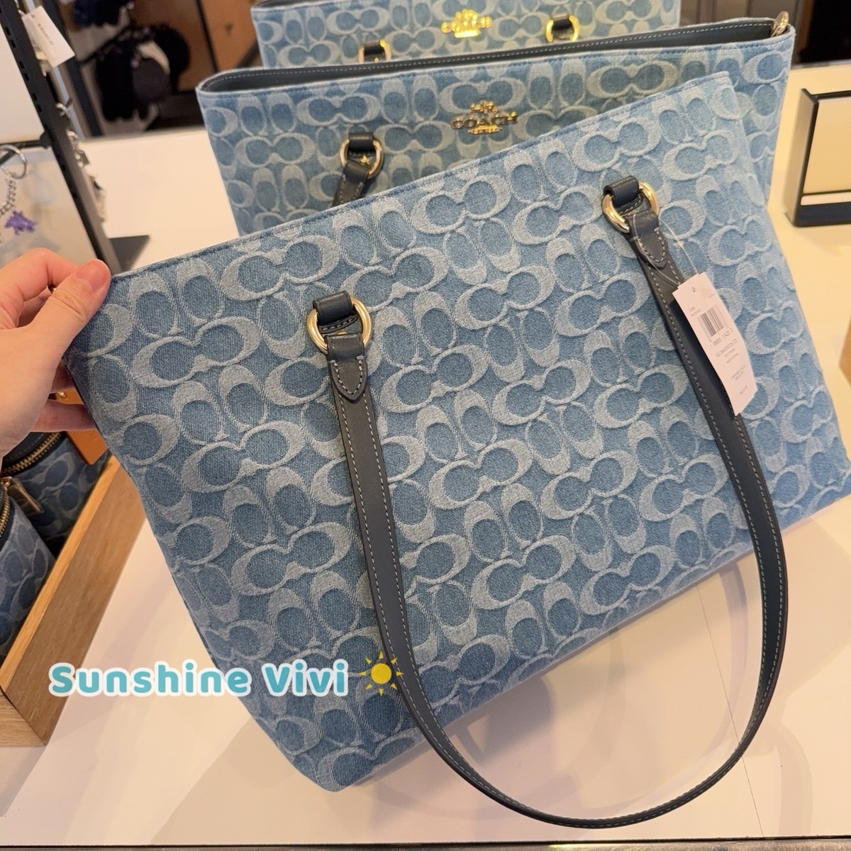 NWT Bundle Coach Station Tote Bag CDB88 denim Indigo & Swagger