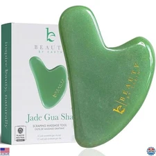 Beauty by Earth Jade Gua Sha Tool - Smooth Fine Lines, Sculpt Face & Jaw Massage