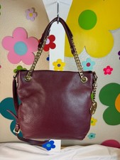 Borsa a tracolla Michael Kors Jet Set catena pelle ciottolata bordeaux oro ferramenta