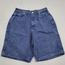 VINTAGE Chic Shorts Womens 16 High Rise Bermuda Mom 9.5" Inseam Dark Denim Blue