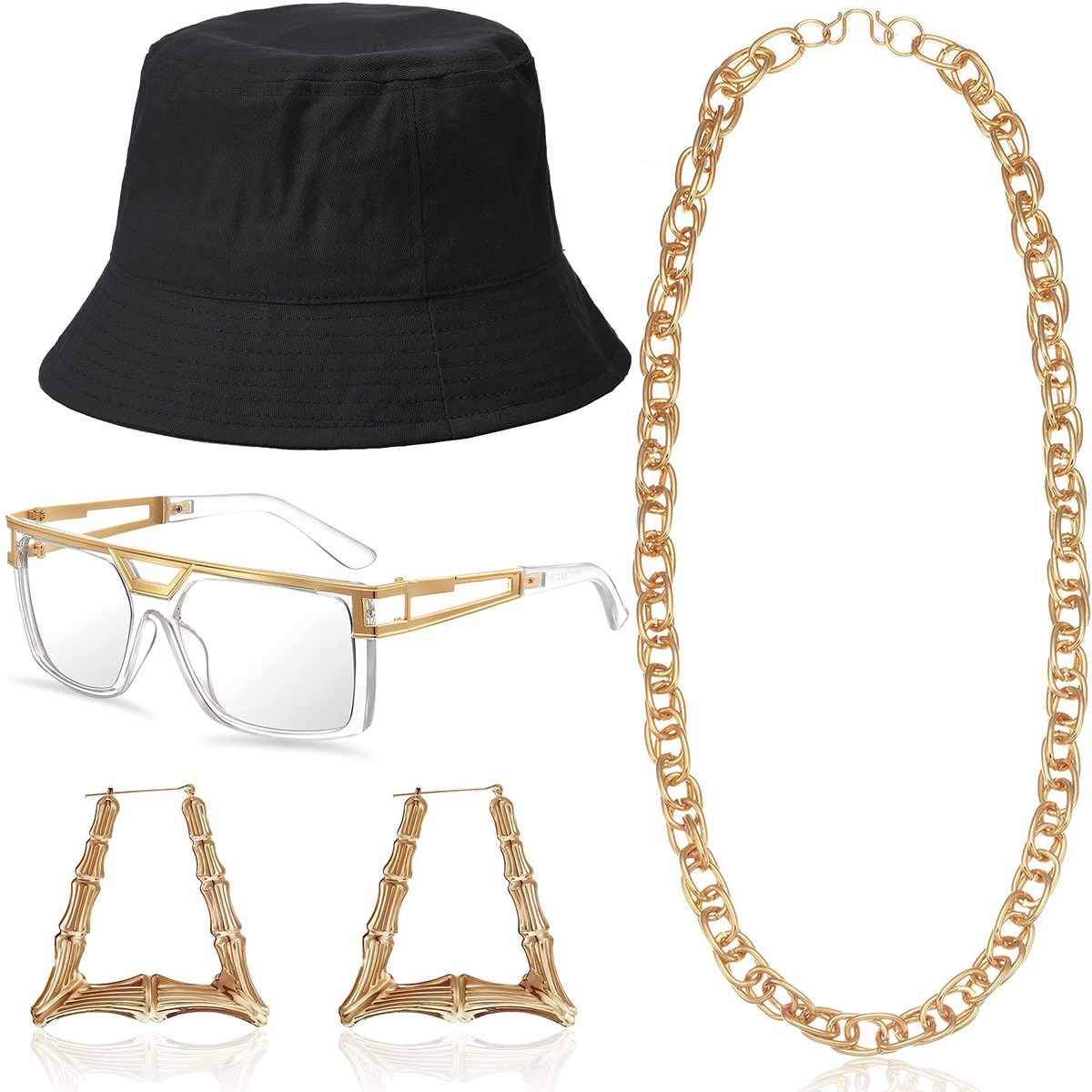 80s/90s Hip Hop Queen Costume Jewelry Accessories Set for Women Party Wear Hip Hop Costume Kit, 80s/ 90s Rapper Accessories, Hip Hop  main image 3