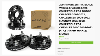NEW- (2) CMO Performance High Quality Wheel Spacers Forged 6061 T6 CV-368-15B