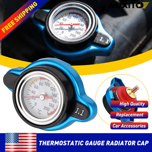 1.1BAR Thermostatic Gauge Radiator Cap Cover Small With Head Water Temp Meter US