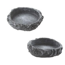 2 Pack Reptile Water Dish Food Bowl Rock Worm Feeder for Leopard Gecko Lizard
