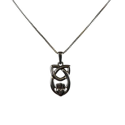 Solvar Claddagh Pendant Box Chain 18.5'' Sterling Silver Necklace