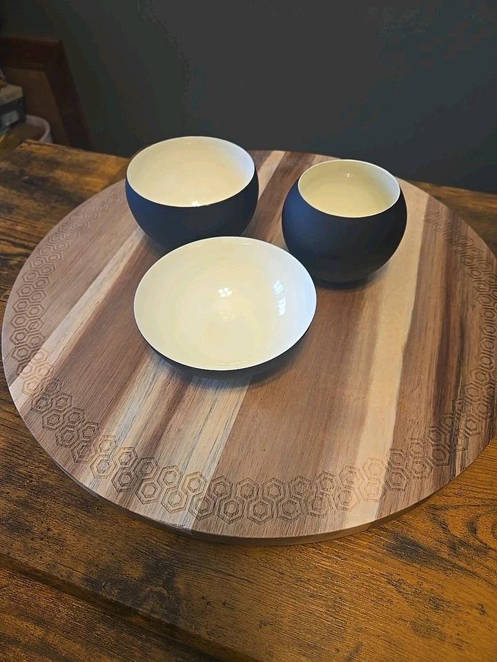 Rare IKEA Glittrig Bowls x 3 by Ingegerd Raman Black and Beige - Image 4 of 4