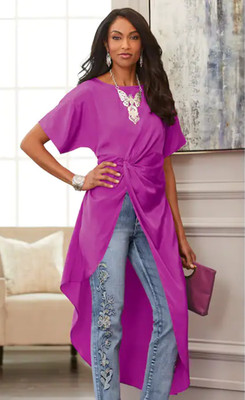 3X PLUS Midnight Velvet Purple Multi Spring Summer Jolie Tunic Top Blouse