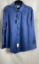 NWT Calvin Klein Men's Steel Slim Fit Non-Iron Dress Shirt Blue Sz 17 32/33
