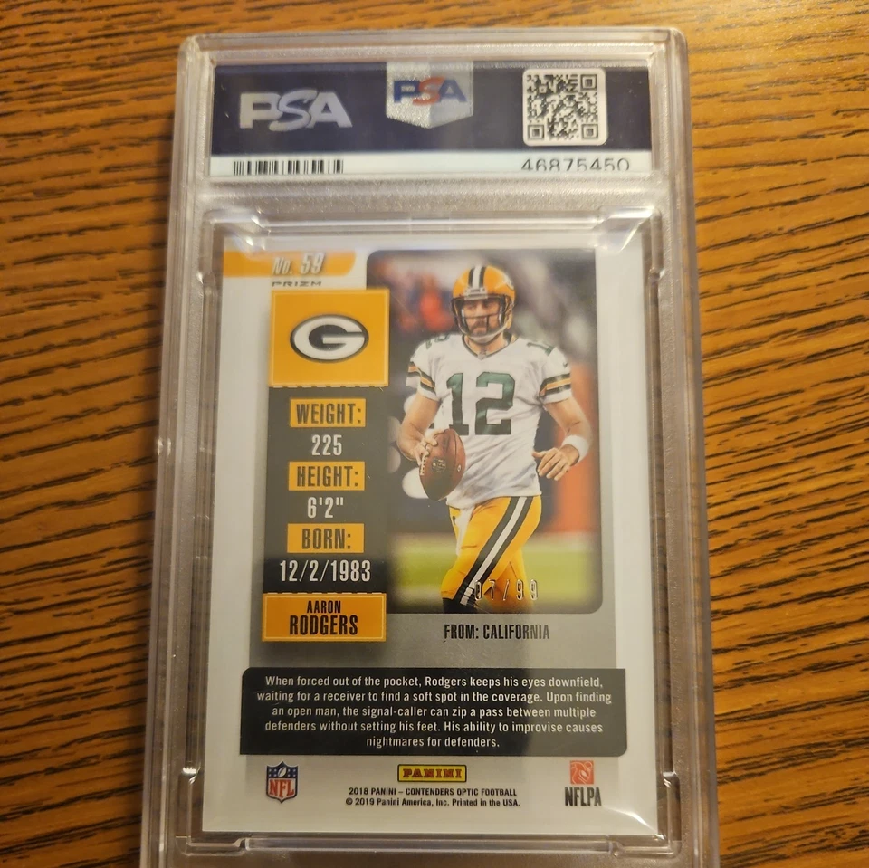 Boleto de temporada 2018 Contenders Optic Aaron Rodgers #59 azul 07/99 Foto 2 de 2