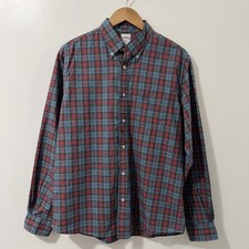 Brooks Brothers 1818 Mens Medium Blue Red Plaid Cotton Button Down Shirt Logo