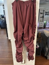 Women's Burgundy Ruched Zipper Jogger Pants