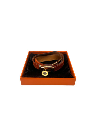 Hermes Kelly Double Tour Leather Orange Bracelet