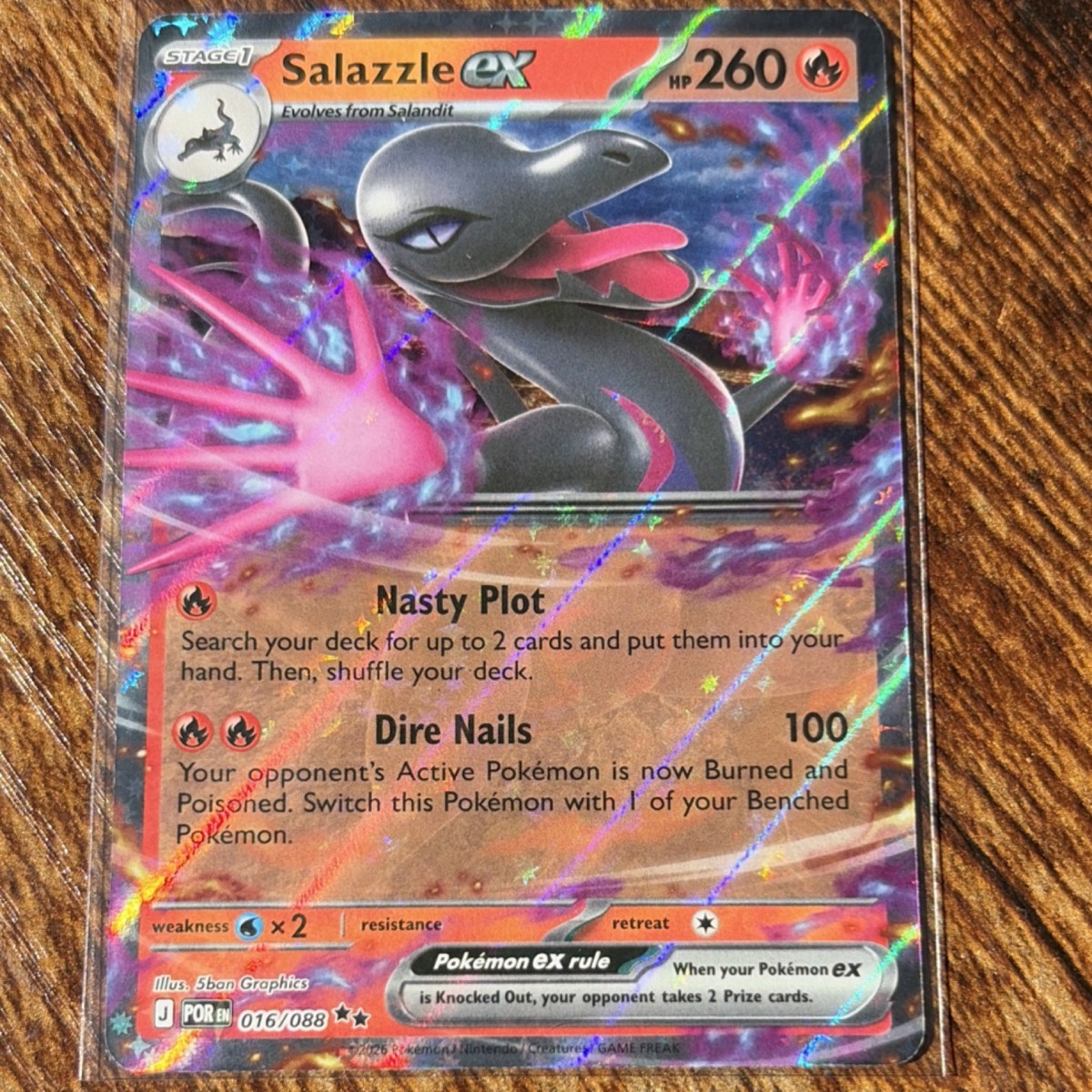 Pokémon Salazzle EX 016/088 POR Holo 260 HP Stage 1 Rare Lizard