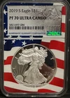 2019 S American Silver Eagle $1 NGC PF 70 Ultra Cameo Flag Core Holder 1oz .999