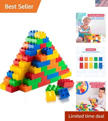 100-Piece Jumbo Building Blocks for Toddlers - Encourages Creativity & Learning
