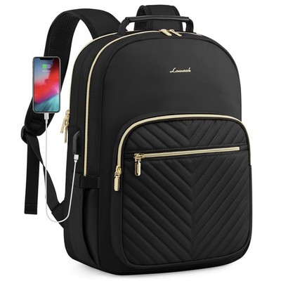 LOVEVOOK Laptop Backpack Purse for Women, Work Travel 15.6-Inch, A Black
