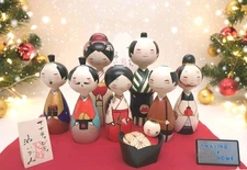 Japanese Handmade Wooden Kokeshi Doll Nativity Set Holy Family Christmas Decor