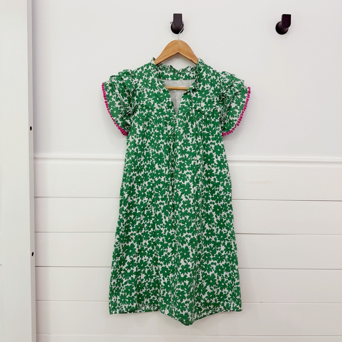 green emerald velvet dress Radiant Garden Fuchsia/Green Tropical Babydoll Dress