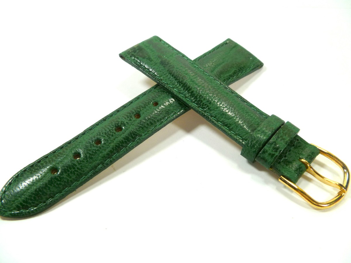 Bracelet De Montre En Cuir Vert - Largeur 19 Mm - Boucle Ardillon - Universel - Neuf Sans étiquette