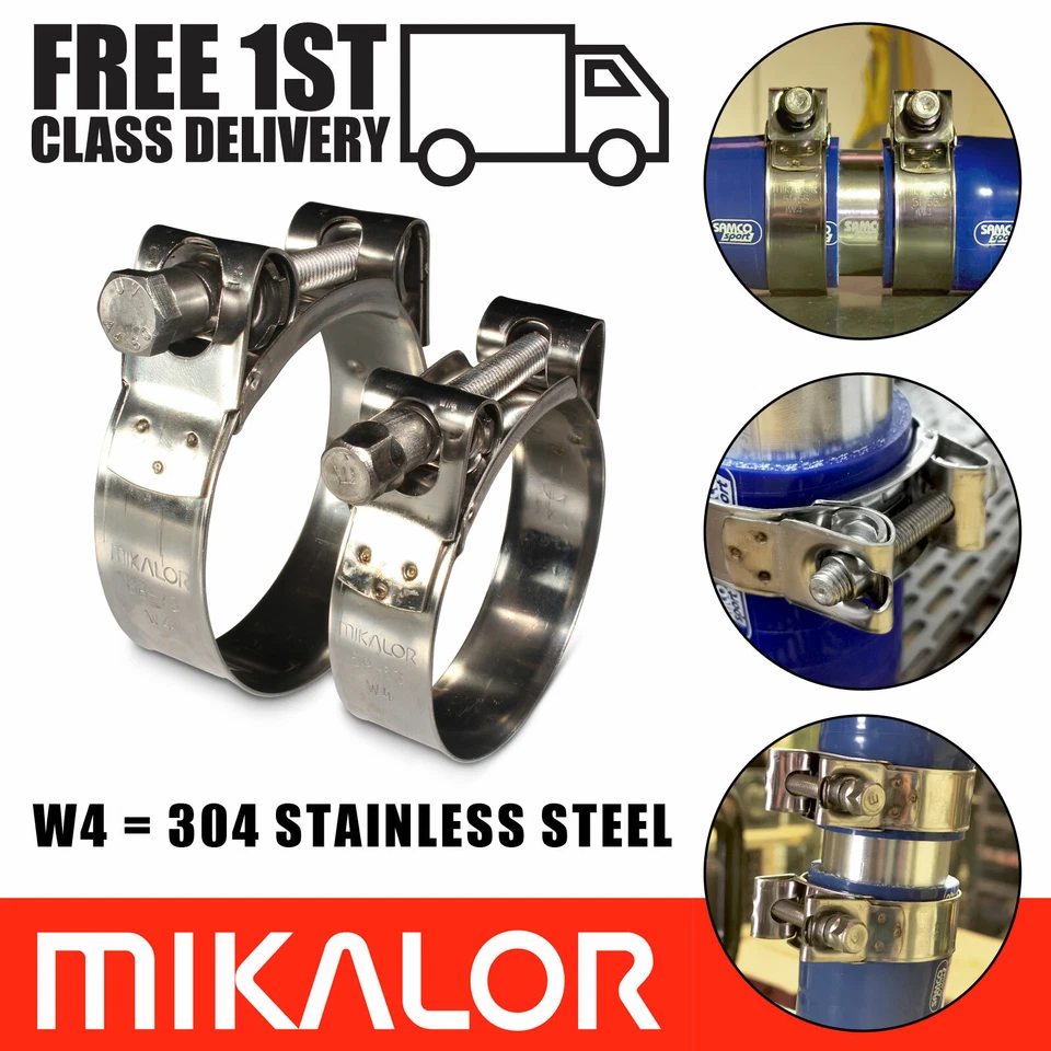 Mikalor Exhaust Clamps 304 Stainless Steel W4 Supra Hose Clips Heavy Duty T Bolt