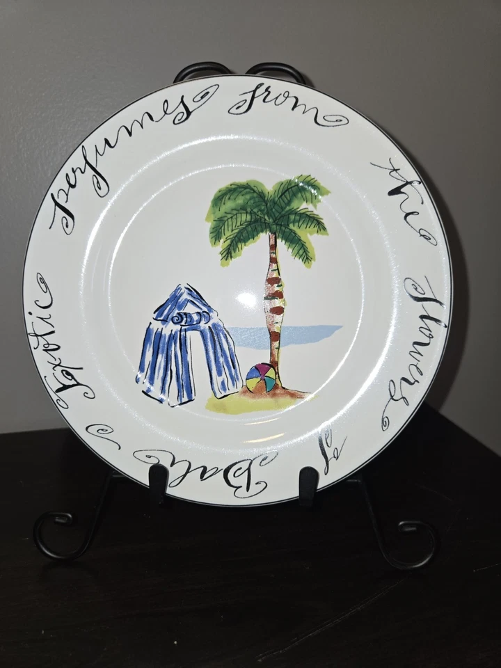 Rosanna 4 Salad Plates-TROPICAL ISLANDS St. Barts Bali Tahiti Saint Tropez  Box  Foto 4 de 4
