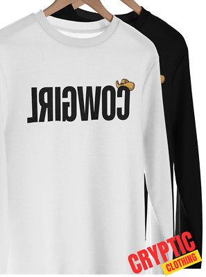 Mirrored Text Funny T SHIRT S-3XL Reverse Cowgirl Mirror Joke Adult Humor TEE