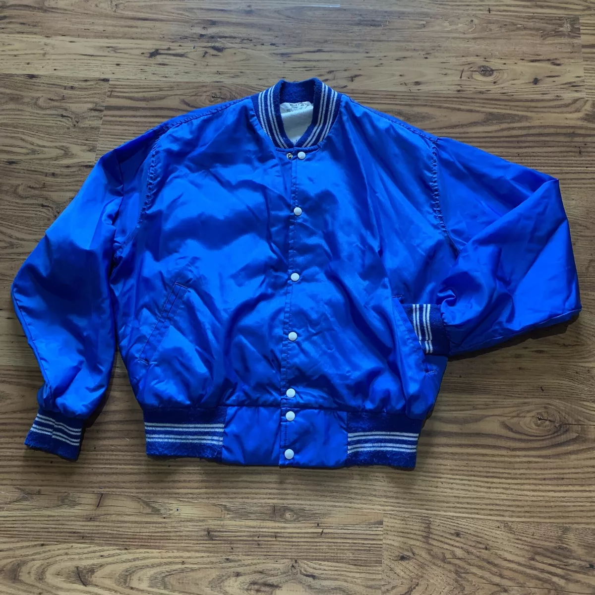 VTG 70s/80s WEST WIND Satin Varsity Jacket Blue Mens X-Large | eBay