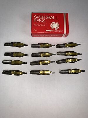 Vintage HUNT SPEEDBALL PENS D-4 Oval Easy To Use Calligraphy Pen Nibs (12)
