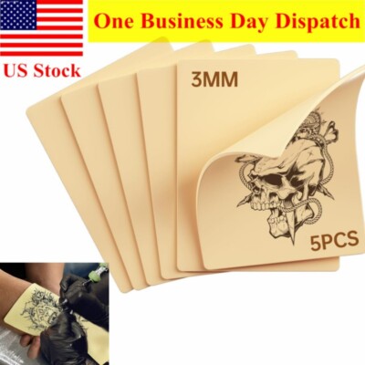 3mm Tattoo Practice Skin 5Pcs Double Side Silicone Fake Skin 12X8'' For Beginners