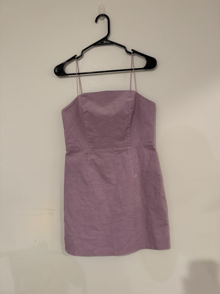 Urban Outfitters Corduroy Mini Dress Size 6 Lavender Purple Back