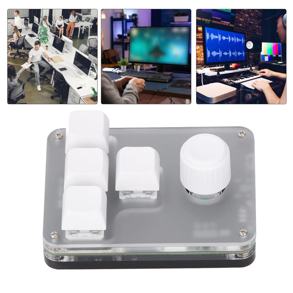 4-Key Programmable Mechanical Keypad with RGB Light and Blue Switch Knob