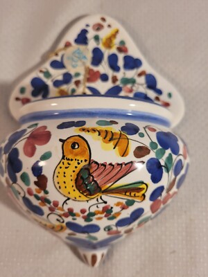NWT Sambuco Handpainted Bird Floral Wall Pocket Water Font Made in Italy