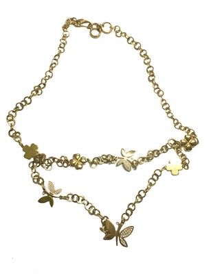 FOLLI FOLLIE GOLD PLATED TWO LAYER BUTTERFLY NECKLACE