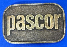 Pascor Company Brass Tone Promo AT Designs Belt Buckle Made in Canada