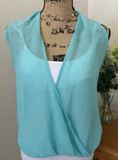 Philosophy of Paek POP Tank Top Shirt Blue Teal Sheer Check Description for SZ