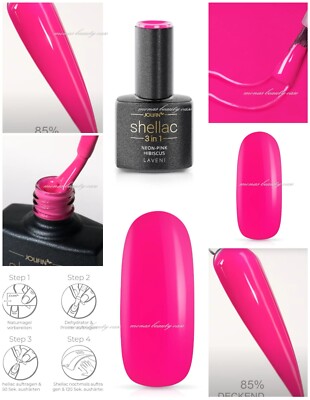 Jolifin UV LED LAVENI 3in1 Shellac Farbe neon pink hibiscus Top Coat Base Beauty