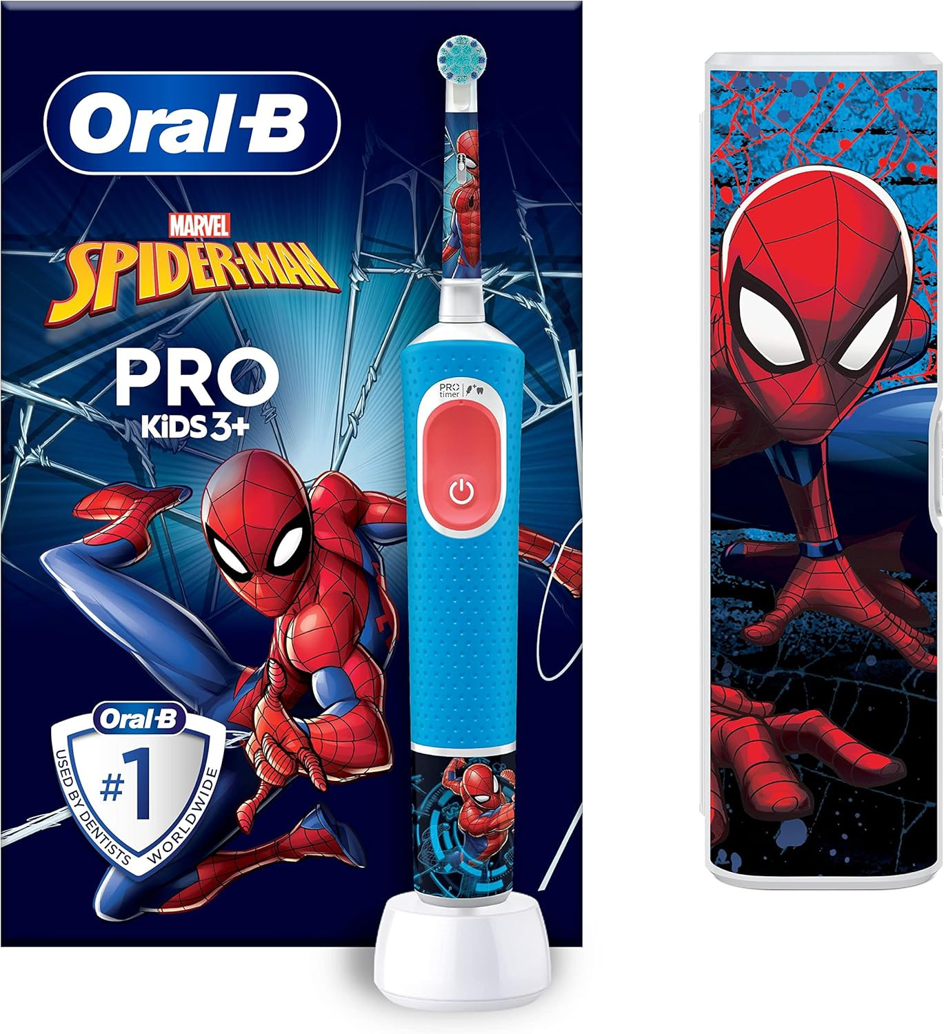 Oral-B Pro Kids Electric Toothbrush, 1 Toothbrush Head, X4 Spiderman Stickers, 1