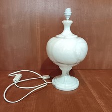 Pied De Lampe Boule En Albâtre, Blanc Nervuré, Marbré, 1970