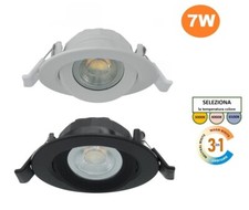 FARETTO LED DA INCASSO ROTONDO 7W SMD CCT 3in1 ORIENTABILE SLIM FORO 70mm