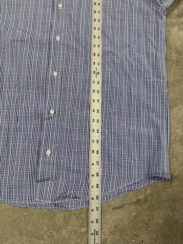 Paul Stuart Button Up Dress Shirt Men’s Large Blue White Plaid Cotton Italy EUC - Picture 5 of 11