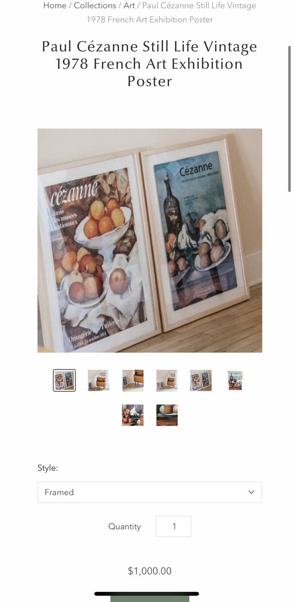 Paul Cézanne Still Life Vintage 1978 French Art Exhibition Poster Paul Cézanne Still Life Vintage 1978 French Art Exhibition Poster