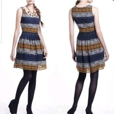Anthropologie Maeve Elegant Crochet Colorblock Dress Size 0