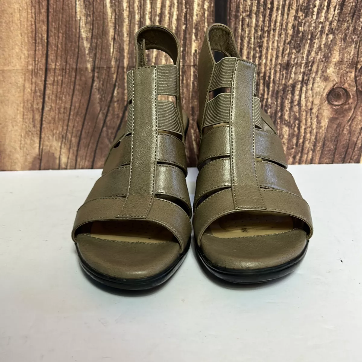 Croft Barrow Womens Kohl s 73277 Tan Block Heel Strappy Sandals
